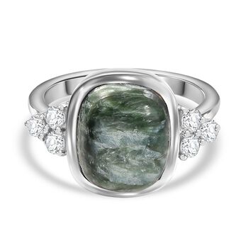 Sibirischer Seraphinite und Zirkon Ring - 5,61 ct.