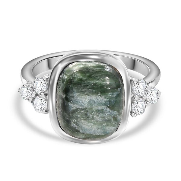 Sibirischer Seraphinite und Zirkon Ring - 5,61 ct.