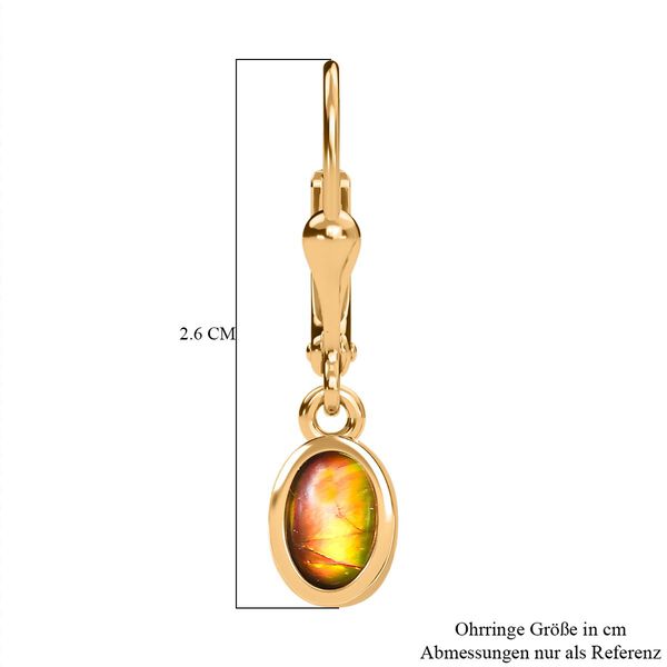 Ammolit Ohrringe 925 Silber 750 Gelbgold Vermeil ca. 0.99 ct image number 6