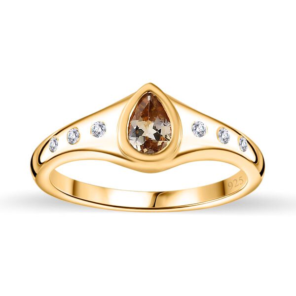 AA natürlicher, goldener Tansanit und Zirkon-Ring - 0,52 ct. image number 4