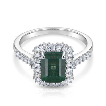 D'Joy AA Smaragd, Moissanit Ring 925 Silber Rhodiniert (Gr&ouml;&szlig;e 17.00) ca. 1,93 ct