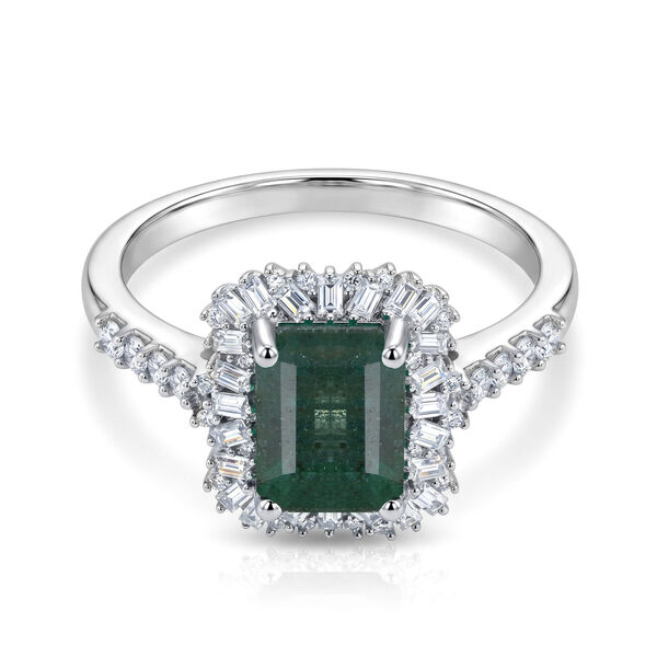 D'Joy AA Smaragd, Moissanit Ring 925 Silber Rhodiniert (Gr&ouml;&szlig;e 17.00) ca. 1,93 ct
