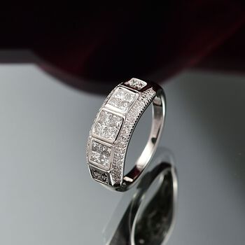 LUXURIANT SGL zertifizierter SI-GH Labor Diamant Ring, 925 Silber rhodiniert - 1 ct.