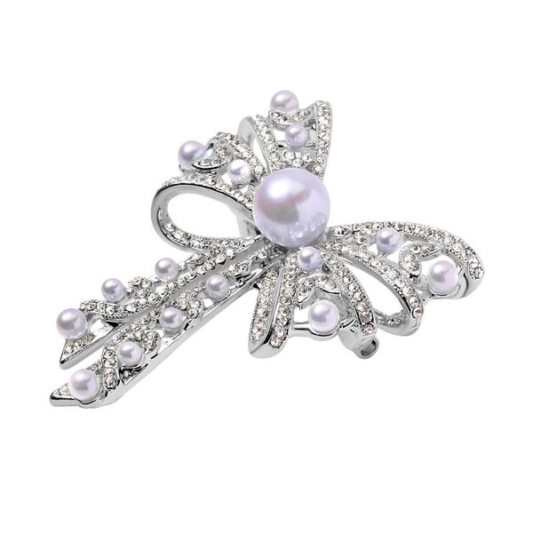 Kunststoff Perle, Wei&szlig;er Kristall Brosche image number 3