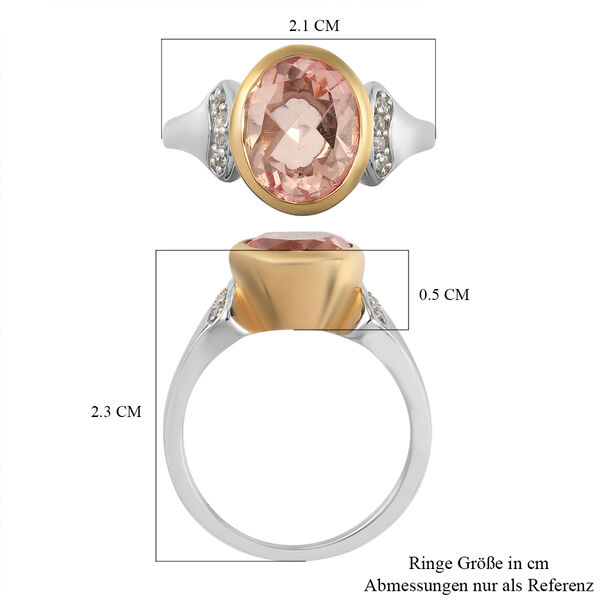 Morganit Triplett Quarz und Zirkon Ring 925 Silber Bicolor image number 7