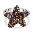 Mehrfarbiger Saphir-Ring, 925 Silber platiniert (Größe 16.00) ca. 1,38 ct