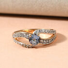 Pfau Tansanit und Zirkon-Ring, 925 Silber Gelbgold Vermeil  ca. 1,07 ct image number 1