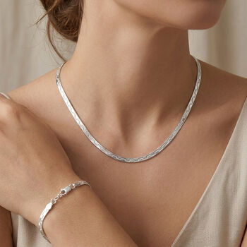 Fischgr&auml;tenkette 43cm und 18+2cm Armband