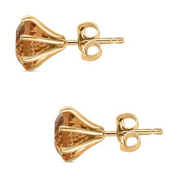 120 Facetten Citrin Ohrringe, 925 Silber Gelbgold Vermeil ca. 4.14 ct