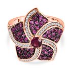 D'Joy Rhodolith Granat Ring 925 Silber 750 Roségold Vermeil (Größe 17.00) ca. 1,75 ct