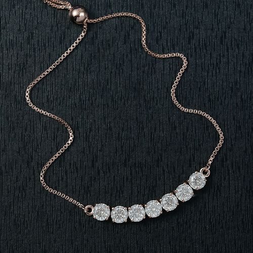 D’joy 100 Facetten Moissanit Armband ca. 19 cm 925 Silber 750 Roségold Vermeil ca. 3.38 ct image number 1