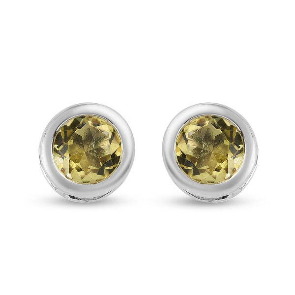 Ouro Verde-Quarz Ohrstecker 925 Silber platiniert