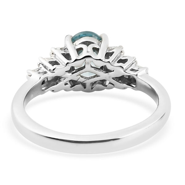 Kambodschanischer, blauer Zirkon und Diamant-Ring, 925 Silber platiniert  ca. 1,38 ct image number 7
