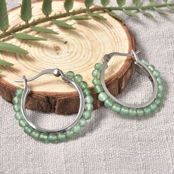 Gr&uuml;ne Aventurin-Creolen in Silber, 2,50 ct. image number 2