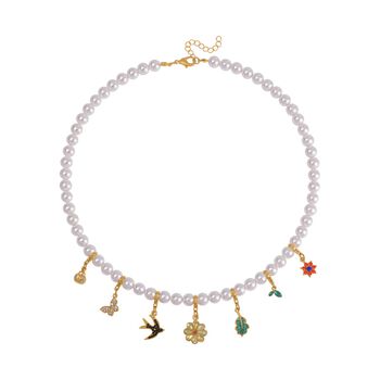 Wei&szlig;e Muschelkernperle Halskette ca. 50 cm Legierung Standard gelb vergoldet