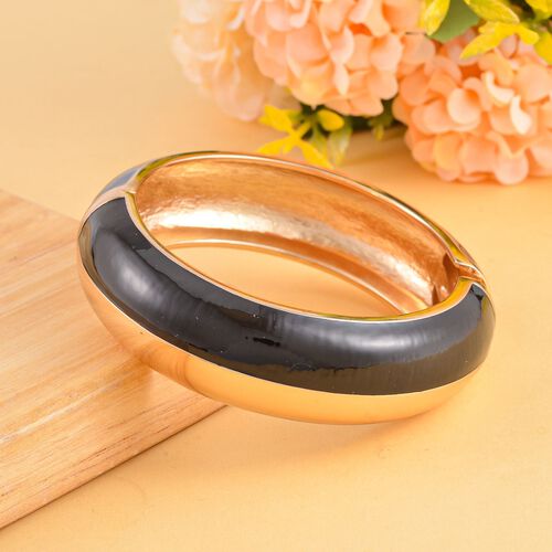 Emaillierter Armreif, Elegantes Design, 19 cm, ca. 64g, schwarz image number 1