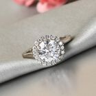 LUSTRO STELLA Hergestellt mit ZIRKONIA Halo Ring 925 Silber Platin-Überzug (Größe 20.00) ca. 3,71 ct image number 1