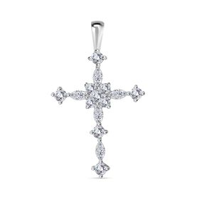 Weißer Zirkonia-Kreuz-Anhänger - 1,68 ct.