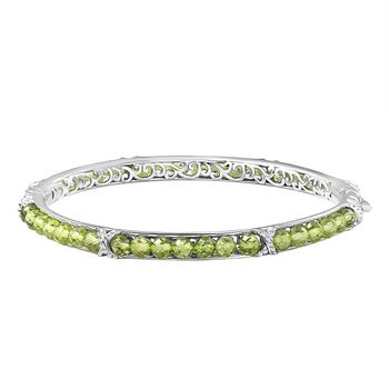 Nat&uuml;rlicher Peridot Armreif, ca. 19 cm, Silberfarben, ca. 19.37 ct