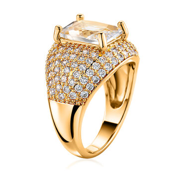 Wei&szlig;er Zirkonia Ring Nickelfreies Messing gelb vergoldet (Gr&ouml;&szlig;e 16.50)