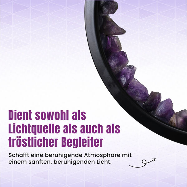 Amethyst Kristall-Wellnesslampe mit USB-Anschluss, 10&times;22&times;18cm, Lila image number 4