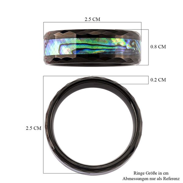 Abalone Muschel Ring Reines Wolframcarbid IP-Schwarz-Plattierung (Gr&ouml;&szlig;e 16.25) image number 6