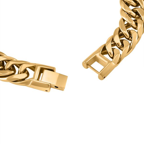 Panzerarmband, Hochglanzpoliert, Reiner Edelstahl, goldfarben, ca. 21 cm ca. 43,00g image number 4