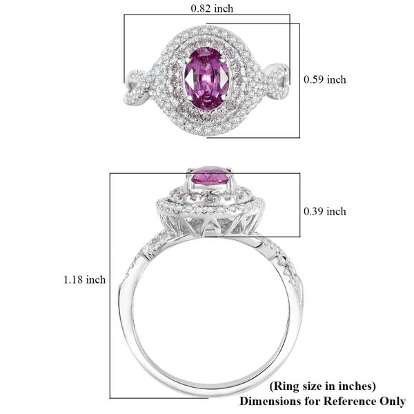 LUXORO zertifiziert und geprüft AAA Rosa Saphir, Rosa und weißer Diamant Ring in 585 Weißgold - 1,85 ct. image number 5