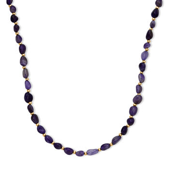 Afrikanischer Amethyst Halskette ca. 60 cm Reine Legierung Goldton ca. 100.00 ct
