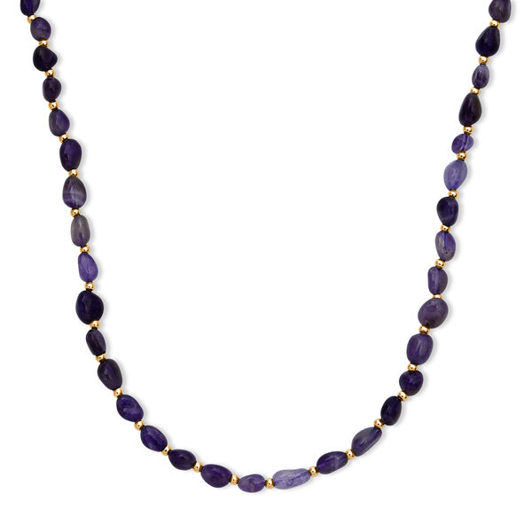 Afrikanischer Amethyst Halskette ca. 60 cm Reine Legierung Goldton ca. 100.00 ct