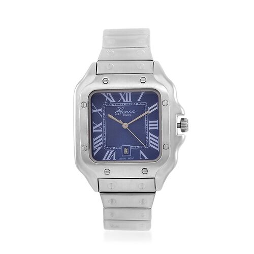 GENOA - Elegante Japan-Uhr mit Datumsfunktion, IPS-versilbertem Gehäuse, römischen Ziffern, Edelstahlarmband, 3 ATM Wasserdichtigkeit, 20 cm image number 0