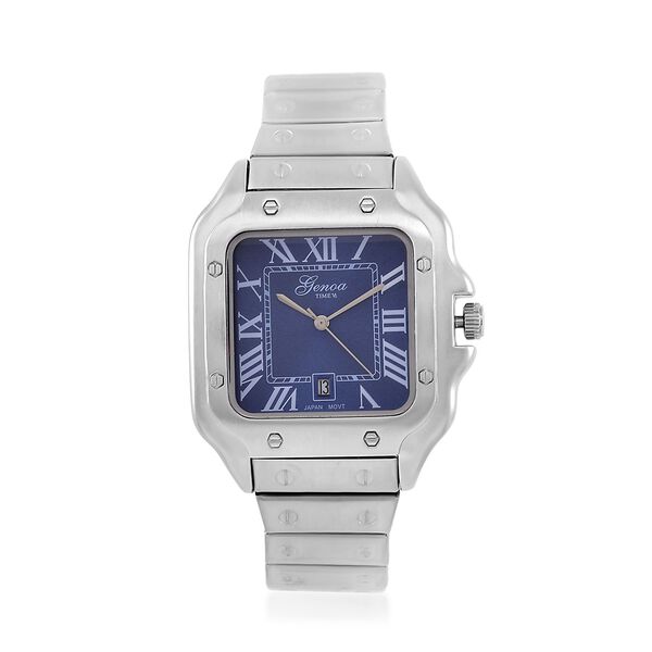 GENOA - Elegante Japan-Uhr mit Datumsfunktion, IPS-versilbertem Gehäuse, römischen Ziffern, Edelstahlarmband, 3 ATM Wasserdichtigkeit, 20 cm image number 0