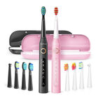 2er-Set elektrische Zahnbürste mit 2 Reisetaschen und 8 Bürstenköpfe, Schwarz und Rosa