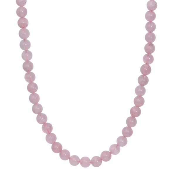 Rosenquarz Halskette ca. 45 cm+ 5 cm Extender,  Edelstahl ca. 220,00 ct.