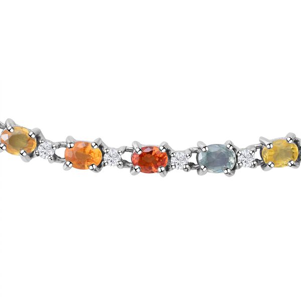 Mehrfarbige Saphir-Halskette, ca. 45 cm, 925 Silber platiniert ca. 23.34 ct image number 3