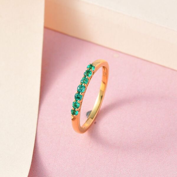 Kolumbianischer Smaragd Ring, 925 Silber vergoldet (Gr&ouml;&szlig;e 17.00) ca. 0.25 ct image number 2