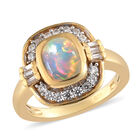 Natürlicher Äthiopischer Opal und Zirkon Ring 925 Silber vergoldet  ca. 1,41 ct image number 2