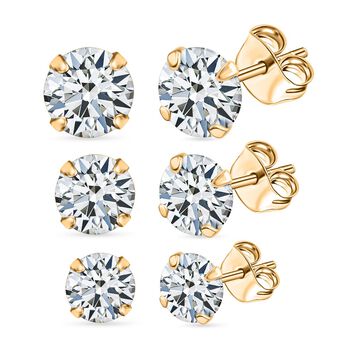 LUSTRO STELLA 3er-Set AA wei&szlig;e Zirkonia Ohrringe, , 925 Silber vergoldet