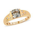 Prasiolith und Zirkon Ring 925 Silber Gelbgold Vermeil (Größe 18.00) ca. 1,18 ct image number 3