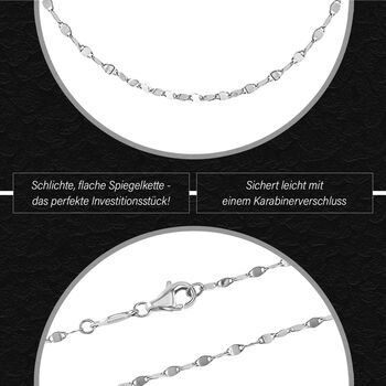 Premium flache Spiegelkette in 950 Platin, 56cm