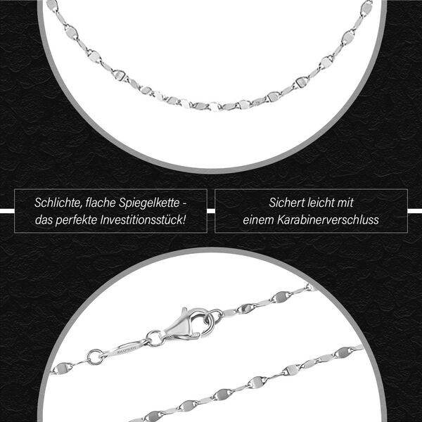Premium flache Spiegelkette in 950 Platin, 56cm image number 3