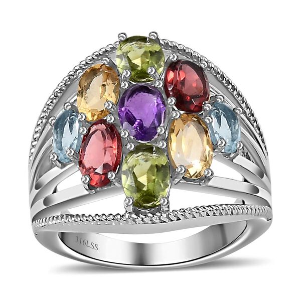 Roter Granat, Afrikanischer Amethyst Ring, Edelstahl (Gr&ouml;&szlig;e 16.00) ca. 3.64 ct image number 3