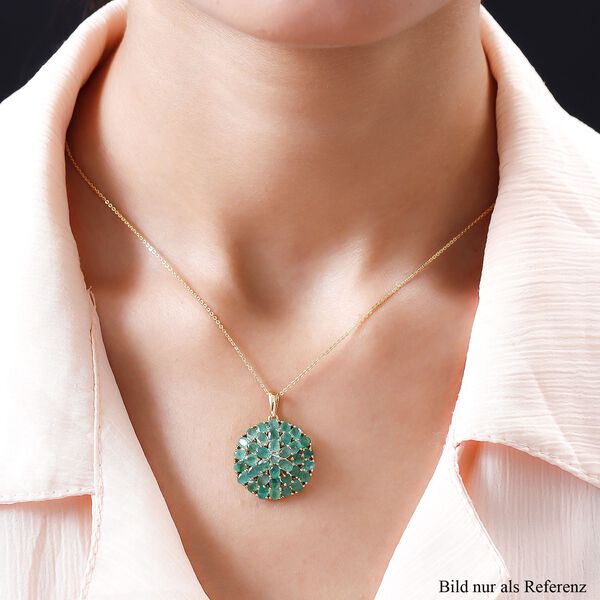 Kagem sambischer Smaragd-Anh&auml;nger mit Kette, ca. 50 cm, 925 Silber vergoldet ca. 6.20 ct image number 2