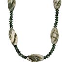 Sesam-Jaspis, Grünfleck-Achat Halskette ca. 50 cm Nickelfreies Messing platiniert ca. 266.00 ct