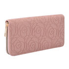 Lange Brieftasche aus naturfreundlichem Kunstleder, 19x2.5x10cm, florales Muster, rosa image number 1