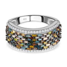 Mehrfarbiger Diamant-Cluster-Ring - 1 ct.