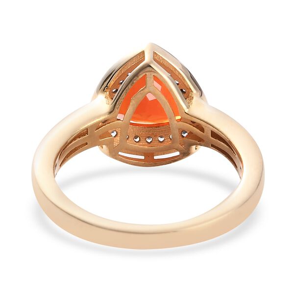 Purpurroter Feuer Opal und Zirkon Solit&auml;r Ring 925 Silber Vermeil image number 3