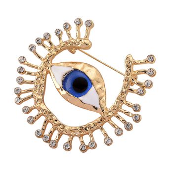 Glas, Wei&szlig;er Kristall Brosche emailliert, Goldfarben