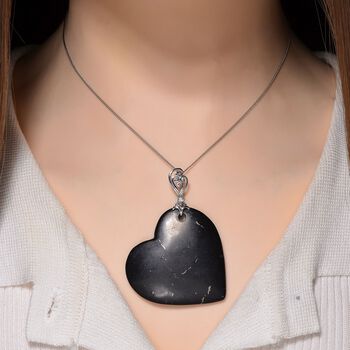 D'Joy Shungit, Wei&szlig;er Zirkon Schmuckset ca. 45 cm 925 Silber rhodiniert ca. 66,10 ct.