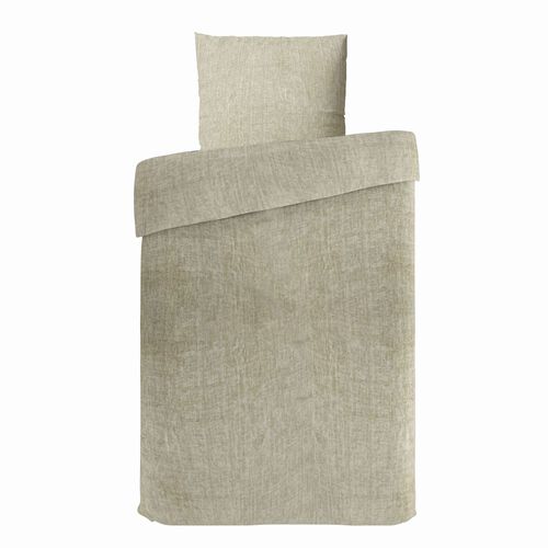 Meliertes Bettwäsche-Set aus hypoallergener und atmungsaktiver Mikrofaser, Bettbezug 135x200 cm, Kopfkissen 80x80 cm, Türkis